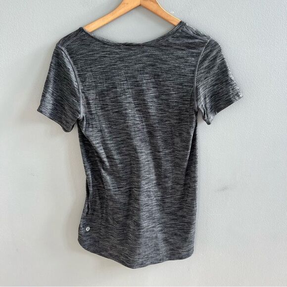 Lululemon What the Sport Short Sleeve V-Neck Tee Heathered Black & Grey Small - Picture 7 of 13